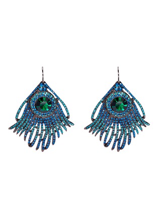 Main View - Click To Enlarge - KENNETH JAY LANE - Glass crystal peacock feather shaped earrings