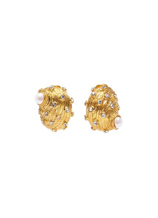Main View - Click To Enlarge - KENNETH JAY LANE - Glass pearl crystal seashell shaped clip earrings
