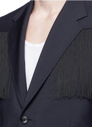 Detail View - Click To Enlarge - GUCCI - Fringe trim mohair-wool blazer