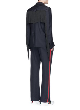 Figure View - Click To Enlarge - GUCCI - Fringe trim mohair-wool blazer