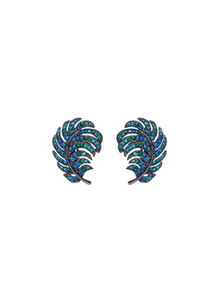 Main View - Click To Enlarge - KENNETH JAY LANE - Glass crystal feather stud clip earrings