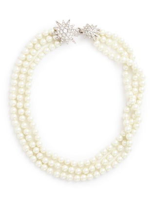 Main View - Click To Enlarge - KENNETH JAY LANE - Glass crystal pavé starburst glass pearl necklace