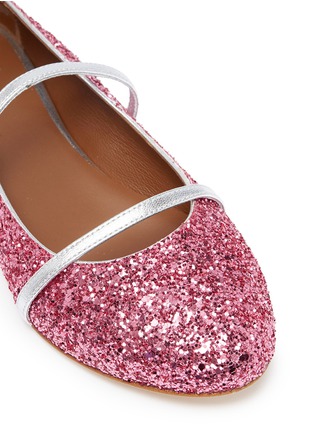 Detail View - Click To Enlarge - MALONE SOULIERS - 'Robyn' leather strap glitter kids ballerina flats