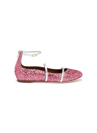 Main View - Click To Enlarge - MALONE SOULIERS - 'Robyn' leather strap glitter kids ballerina flats