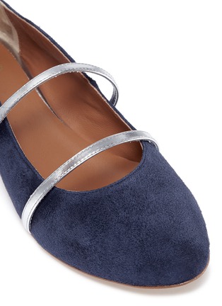 Detail View - Click To Enlarge - MALONE SOULIERS - 'Robyn' leather strap suede kids ballerina flats