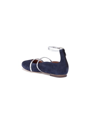 Figure View - Click To Enlarge - MALONE SOULIERS - 'Robyn' leather strap suede kids ballerina flats