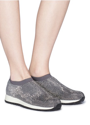 Figure View - Click To Enlarge - PEDDER RED - 'Davis' strass pavé knit sock sneakers