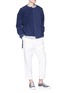 Figure View - Click To Enlarge - SAFE SUNDAY X LANE CRAWFORD - Drawstring sleeve reverse panel asymmetric sweatshirt