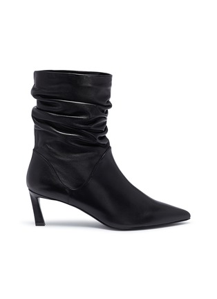 Main View - Click To Enlarge - STUART WEITZMAN - 'Demibenatar' ruched leather ankle boots