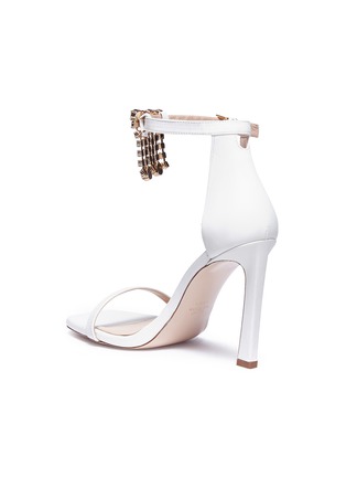 Detail View - Click To Enlarge - STUART WEITZMAN - 'Fringe Square Nudist' glass crystal leather sandals