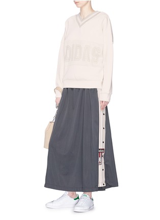 Figure View - Click To Enlarge - ADIDAS - 'Adibreak' snap button stripe outseam maxi skirt