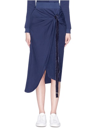 Main View - Click To Enlarge - SAFE SUNDAY X LANE CRAWFORD - Knot front reverse panel midi sweat skirt