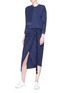 Figure View - Click To Enlarge - SAFE SUNDAY X LANE CRAWFORD - Knot front reverse panel midi sweat skirt