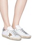 Figure View - Click To Enlarge - GOLDEN GOOSE - 'Superstar' glitter star leather sneakers