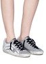 Figure View - Click To Enlarge - GOLDEN GOOSE - 'Superstar' chevron stripe print glitter coated sneakers