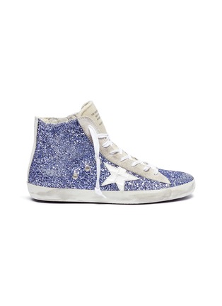 Main View - Click To Enlarge - GOLDEN GOOSE - 'Francy' glitter suede high top sneakers