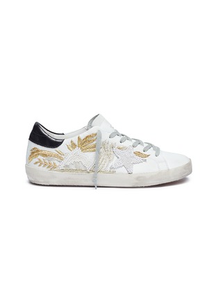 Main View - Click To Enlarge - GOLDEN GOOSE - 'Superstar' leaf embroidered faux pearl embellished sneakers
