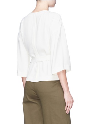 Back View - Click To Enlarge - THEORY - Wide sleeve tie crepe wrap top