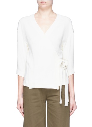 Main View - Click To Enlarge - THEORY - Wide sleeve tie crepe wrap top