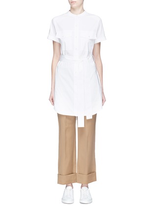 Main View - Click To Enlarge - THEORY - Belted poplin cargo tunic shirt