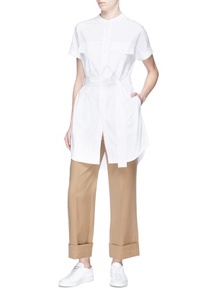Figure View - Click To Enlarge - THEORY - Belted poplin cargo tunic shirt