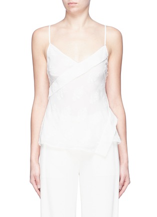 Main View - Click To Enlarge - THEORY - Graphic embroidered mock wrap camisole top