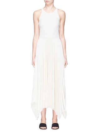 Main View - Click To Enlarge - THEORY - 'Vinessi' pleated skirt rib knit tank dress
