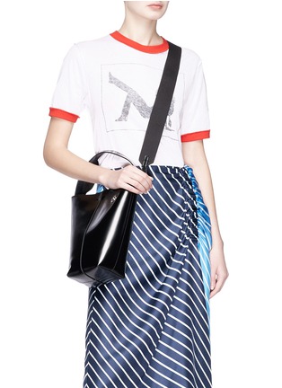 Front View - Click To Enlarge - KARA - 'Pinch Pail' washer stud leather bucket bag