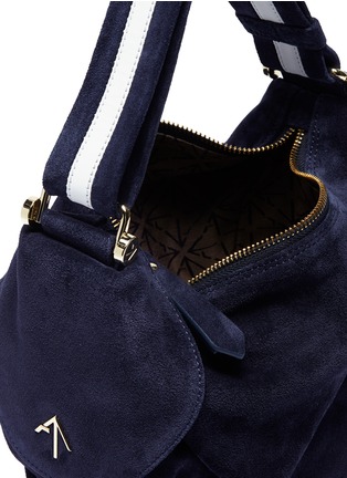 Detail View - Click To Enlarge - MANU ATELIER - 'Fernweh' stripe shoulder strap micro suede handbag