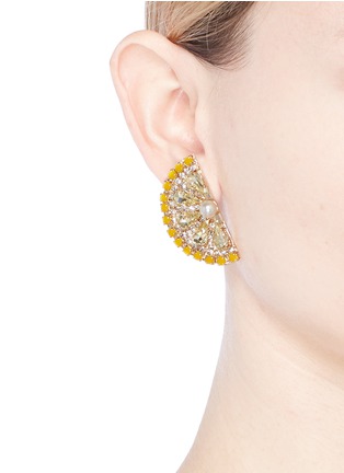 Figure View - Click To Enlarge - ANTON HEUNIS - Swarovski crystal pearl lemon slice earrings