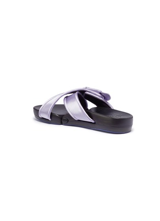 Detail View - Click To Enlarge - FIGS BY FIGUEROA - 'Figomatic' bow cross strap silk satin slide sandals