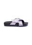 Main View - Click To Enlarge - FIGS BY FIGUEROA - 'Figomatic' bow cross strap silk satin slide sandals