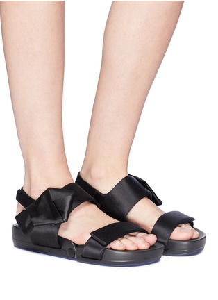 Figure View - Click To Enlarge - FIGS BY FIGUEROA - 'Figulous' bow silk satin slingback sandals