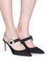 Figure View - Click To Enlarge - AQUAZZURA - 'Blossom' glass crystal buckle grosgrain Mary Jane mules