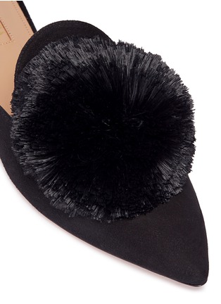 Detail View - Click To Enlarge - AQUAZZURA - 'Powder Puff' pompom suede slippers