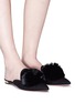 Figure View - Click To Enlarge - AQUAZZURA - 'Powder Puff' pompom suede slippers