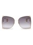 Main View - Click To Enlarge - GUCCI - Cutout metal angular sunglasses