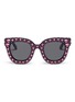Main View - Click To Enlarge - GUCCI - Heart glass crystal pavé acetate square sunglasses