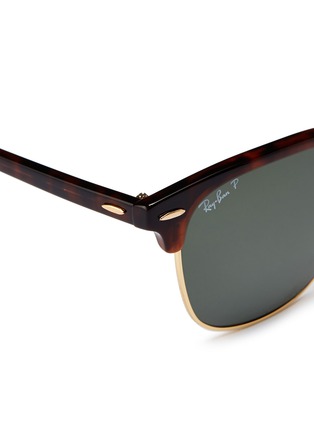 Detail View - Click To Enlarge - RAY-BAN - 'Clubmaster Classic' metal rim tortoiseshell acetate square sunglasses