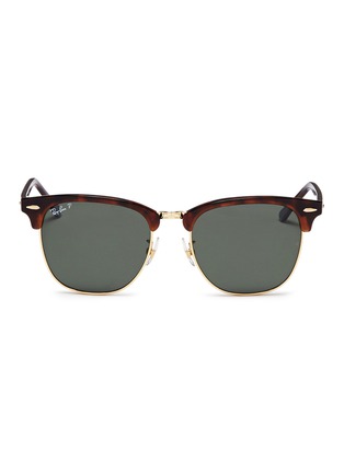 Main View - Click To Enlarge - RAY-BAN - 'Clubmaster Classic' metal rim tortoiseshell acetate square sunglasses