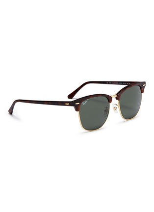 Figure View - Click To Enlarge - RAY-BAN - 'Clubmaster Classic' metal rim tortoiseshell acetate square sunglasses