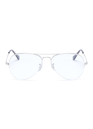Main View - Click To Enlarge - RAY-BAN - 'Aviator Gaze' half rim metal optical glasses