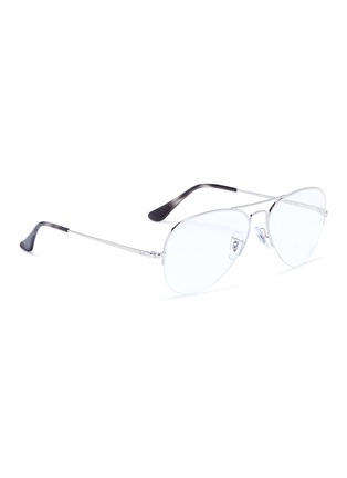 Figure View - Click To Enlarge - RAY-BAN - 'Aviator Gaze' half rim metal optical glasses