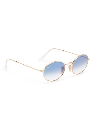 Figure View - Click To Enlarge - RAY-BAN - 'Oval' frame metal sunglasses