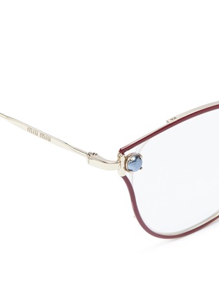 Detail View - Click To Enlarge - MIU MIU - Faux pearl metal cat eye optical glasses