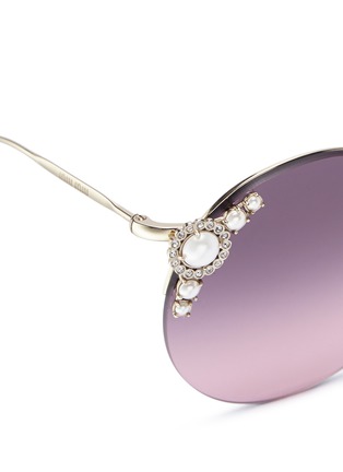 Detail View - Click To Enlarge - MIU MIU - Embellished metal round sunglasses