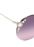 Detail View - Click To Enlarge - MIU MIU - Embellished metal round sunglasses