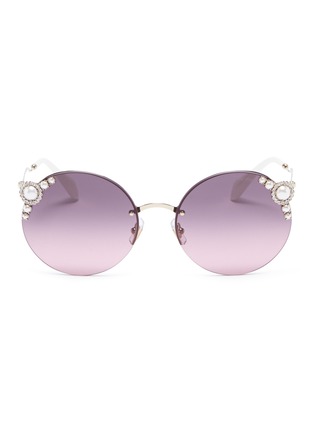 Main View - Click To Enlarge - MIU MIU - Embellished metal round sunglasses