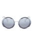 Main View - Click To Enlarge - MIU MIU - 'Reveal' metal temple cutout glitter acetate round sunglasses