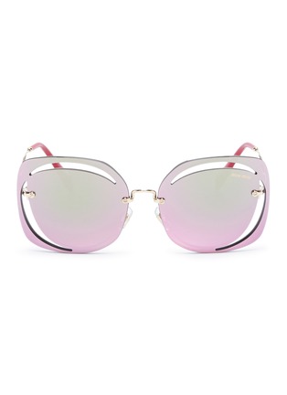 Main View - Click To Enlarge - MIU MIU - Cutout mirror square sunglasses